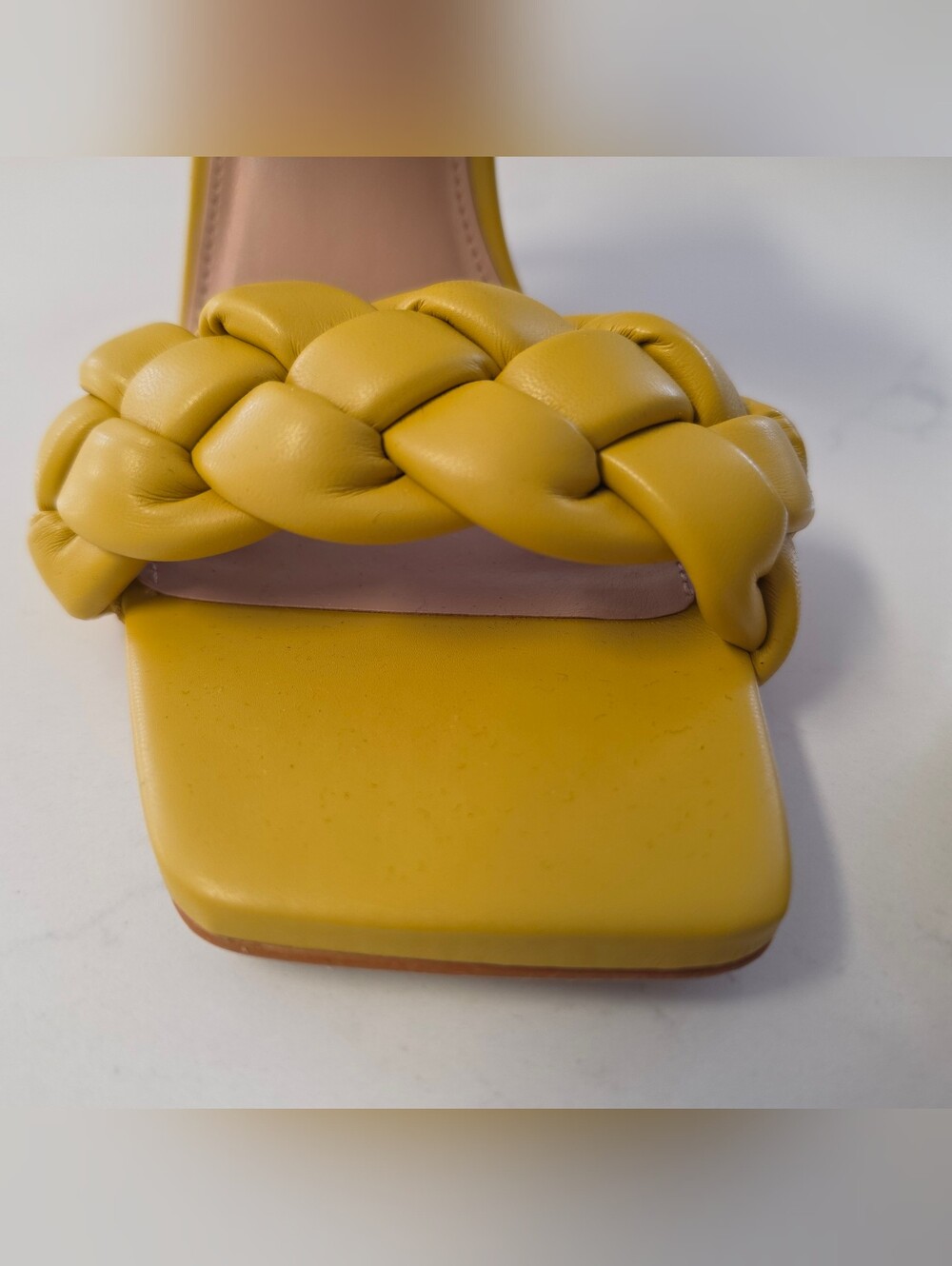 Steve Madden Kenley Citron Yellow Green Braided Strap Heels 10 - Picture 9 of 13